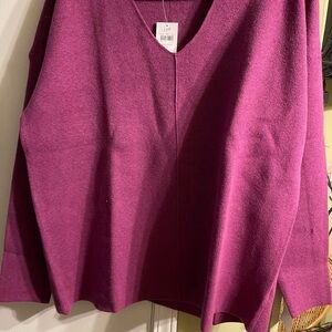 J. Jill V-Neck Sweater in Berry Plum